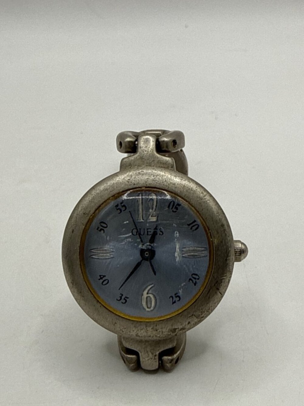 90s Vintage Guess Watch Silver Blue Sunray Dial Minimalist Retro Y2K Streetwear